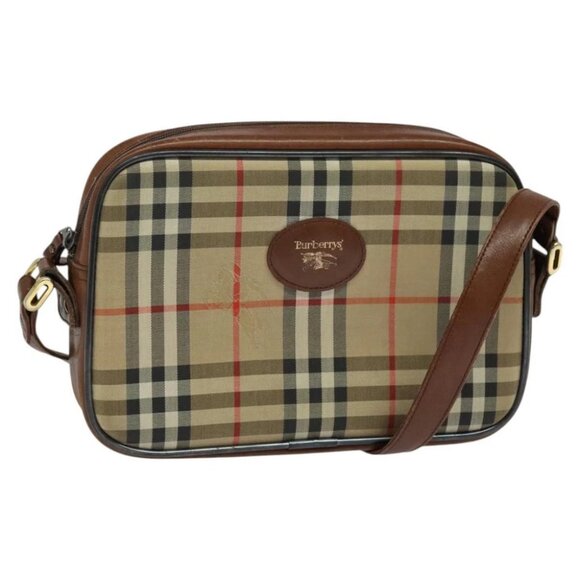 Burberrys Nova Check Shoulder Bag Canvas Beige Gold - Picture 1 of 16